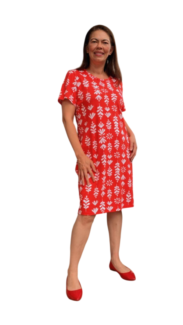 Vestido Midi Vermelho Floral