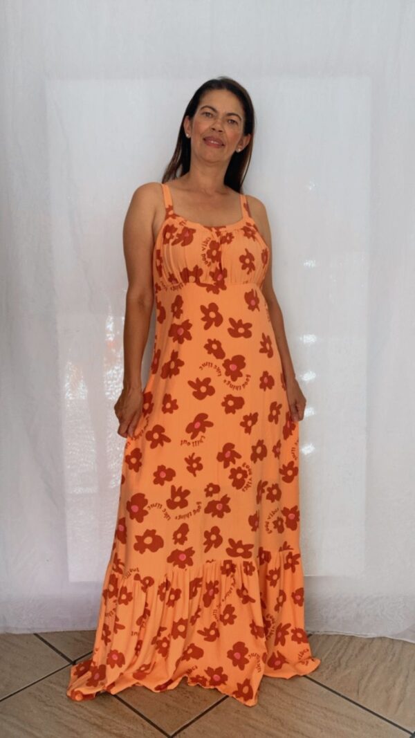Vestido Envase Floral Laranja