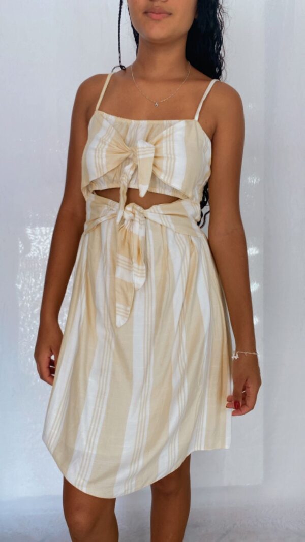 Vestido Curto Listrado Amarelo - Image 2