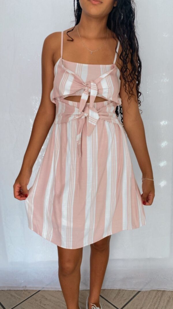 Vestido Curto Listrado Rosa - Image 2