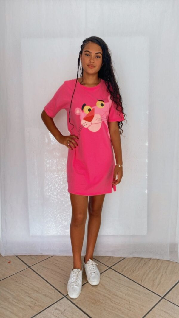 Vestido Curto Pantera Cor-de-Rosa