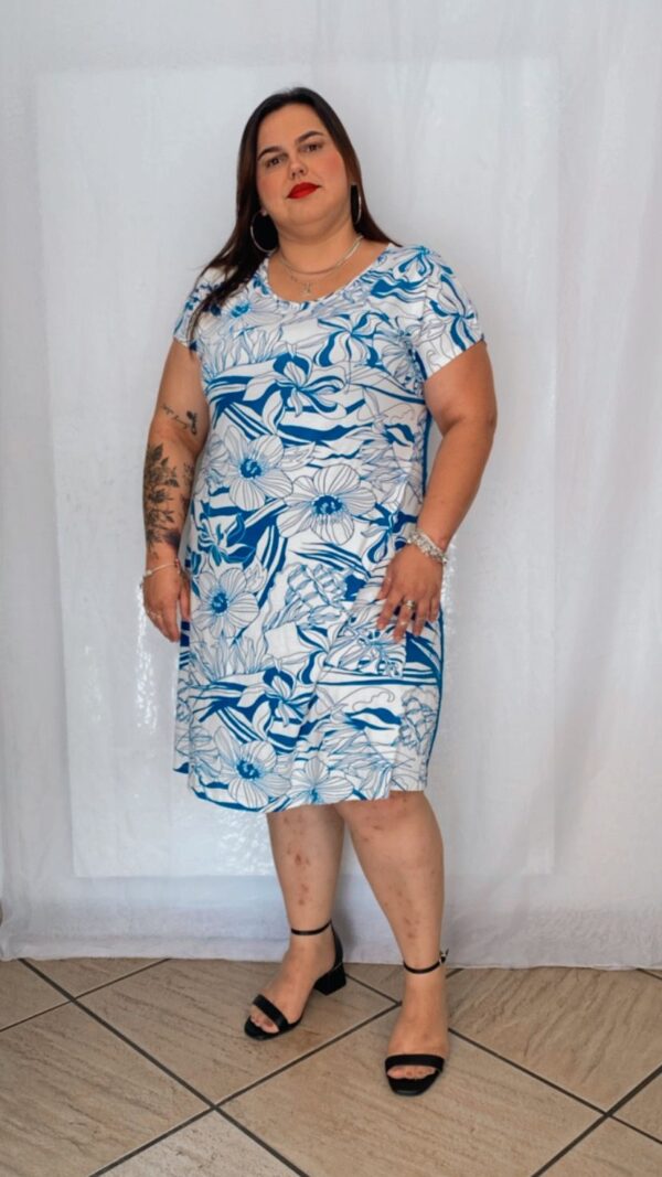 Vestido Floral Azul Plus