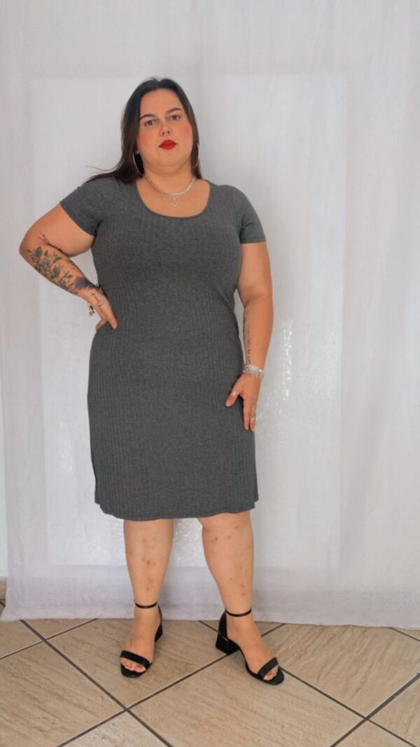 Vestido Canelado Largo Curto