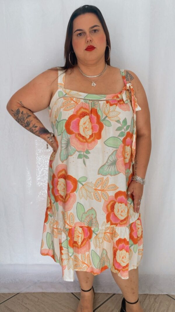 Vestido Evase Viscose Renda e Alça no Decote - Image 2