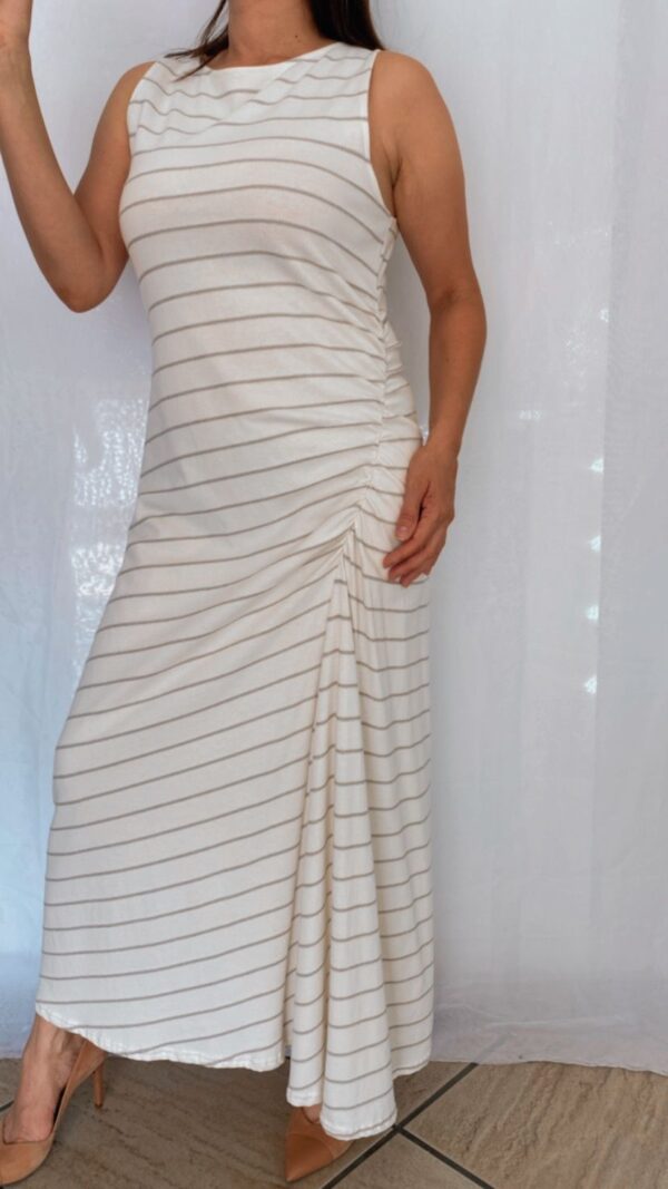 Vestido Midi Assimétrica Listras Claro - Image 3