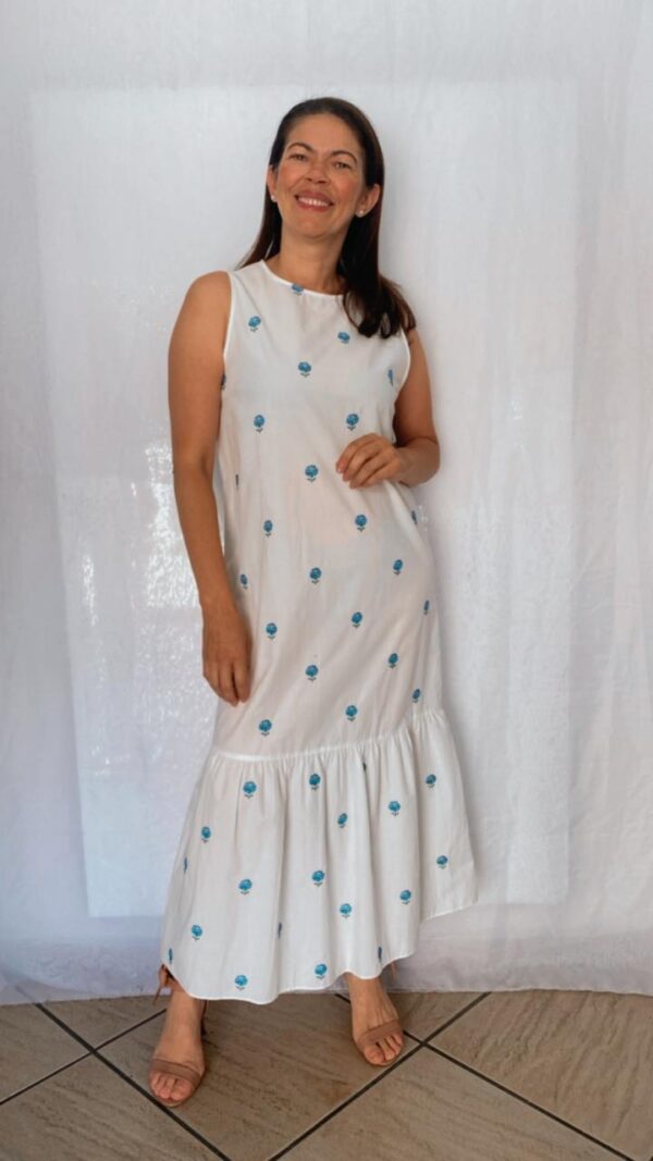 Vestido Viscose Figate Estampa Flor Azul