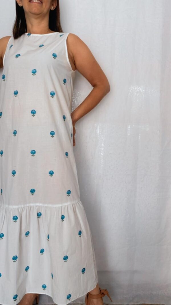 Vestido Viscose Figate Estampa Flor Azul - Image 3