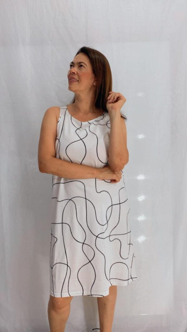 Vestido Curto Regata Estampado Listras Onduladas - Image 2