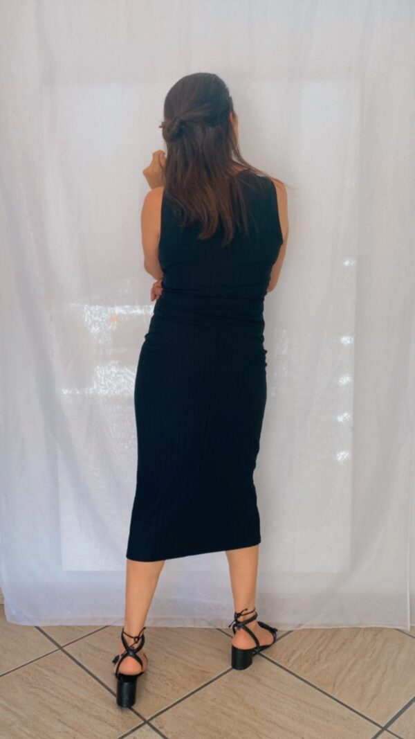 Vestido Midi Canelado 2 Faixas Rendadas - Image 2