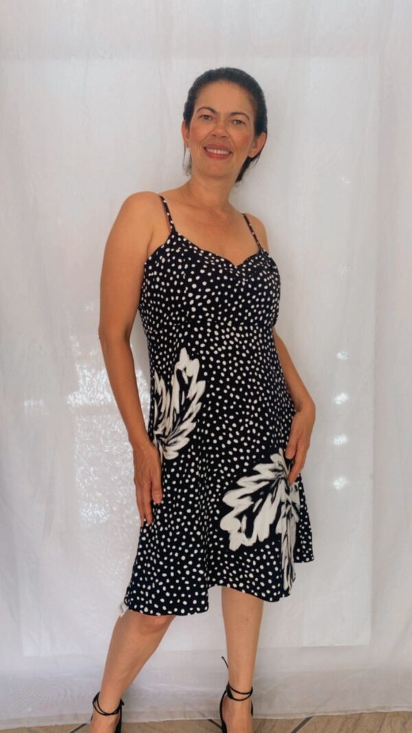 Vestido Viscose Estampa Preto Palmeira - Image 2