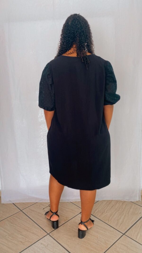 Vestido Manga Bufante Lese Preto - Image 3