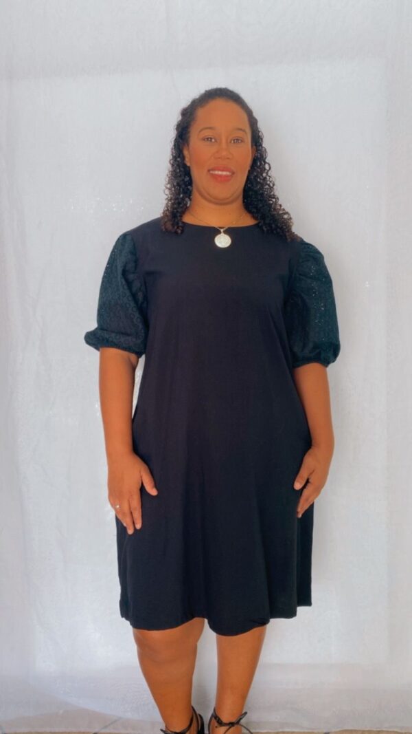 Vestido Manga Bufante Lese Preto - Image 2