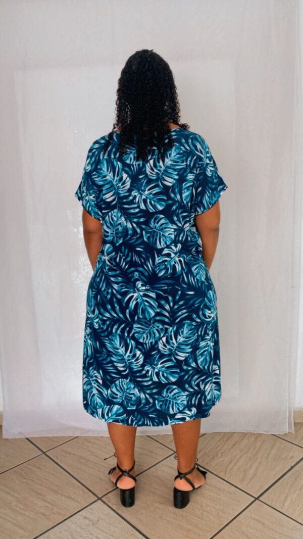 Vestido Amplo Viscose Folhagem Azul - Image 3