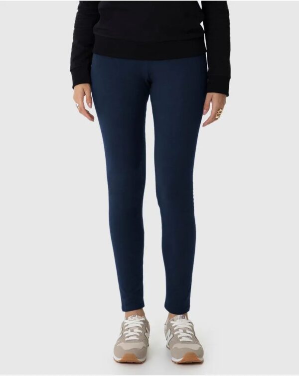 Calça legging básica feminina em moletom flanelado